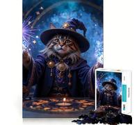 Puzzle de Magie du Chat Magicien pour Adultes,1000 pièces,Jeu Stimulant l'esprit,découpe Nette,alignement Parfait,activité de Partage pour Les Proches (50x75cm)