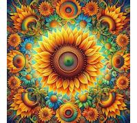 Puzzle de Mandalas Tournesols pour Adultes,300 pièces,35x35 cm Puzzle de Bricolage Artistique pour Décoration de la Maison, Jeu éducatif Challenge Toy Puzzles pour Adultes