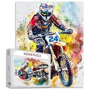 Puzzle de motocross Dirt Bike 1000 pièces Puzzles pour adultes, puzzles pour activités familiales difficiles, jeux DIY Graffiti Style Puzzle pour la décoration murale de la maison Cadeaux pour 50 x 68