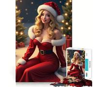 Puzzle de Noël 1000 pièces avec Une Fille et Le Père Noël, idéal pour Les Adolescents améliore la mémoire, se détend et crée Un Cadeau Original (50x75cm)