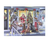 Puzzle De Noël 1000 Pièces Double Face Chien Et Chat Par La Fenêtre