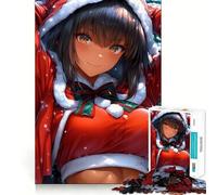 Puzzle de Noël 1000 pièces représentant Une Fille d'anime en Tenue de Père Noël Jeu de Construction Solide et sécurisé,idéal pour Les fêtes de Fin d'année à l'intérieur (38x52cm)