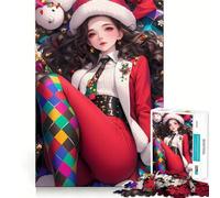 Puzzle de Noël Anime Girl 1000 pièces Découpe Laser pour Un Assemblage Parfait Activité de Partage et de Concentration Amusante et idéale pour Les Proches (38x52cm)