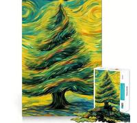 Puzzle de Noël Arbre de Noël Nuit Étoilée 1000 pièces pour Adolescents, Jeu de réflexion Amusant et décontracté, Design élégant, Cadeau 38x26cm