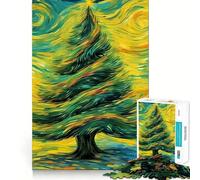 Puzzle de Noël Arbre de Noël Nuit Étoilée 1000 pièces pour Adultes, Jeu de réflexion, découpe Nette, Joli Cadeau 50x75cm