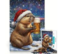 Puzzle de Noël Bober Beer Santa 1000 pièces Exercice Mental Amusant Pièces précises et sans Couture Un Moyen captivant de Passer Le Temps (38x52cm)