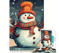 Puzzle de Noël Bonhomme de Neige 1000 pièces pour Adultes Think Smart Toy Family Joy Découpe précise Pièce d'art (38x26cm)
