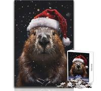 Puzzle de Noël Castor Festif 1000 pièces pour Adultes:Un Jeu éducatif Stimulant et Un Cadeau Unique à Forte Valeur sentimentale Dimensions:50x75cm