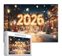 Puzzle de Noël de 1 000 pièces pour adultes et débutants - Happy New Year 2026 - Puzzle de Noël 50,8 x 68,6 cm - Jeux d'activités familiales stimulantes - Puzzle artisanal pour décoration d'intérieur