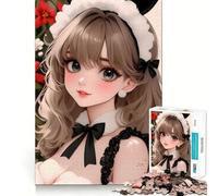 Puzzle de Noël de 1000 pièces représentant Une Fille d'anime avec des Oreilles de Lapin,idéal pour Les Adolescents Détente et Stimulation intellectuelle Taille Uniforme,activité relaxante