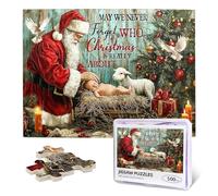 Puzzle de Noël de 500 pièces pour adultes, crèche de Jésus, Père Noël, joyeux Noël, pour adultes, activité familiale, excellente idée cadeau pour la famille, les amis, les adolescents, les personnes