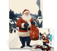 Puzzle de Noël Difficile Le Père Noël dans Un Village enneigé pour Adultes, 1000 pièces, Jeu de logique Fine, Moment de détente et de Plaisir, Bords Nets, Cadeau attentionné (38x52cm)
