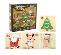 Puzzle de Noël en bois avec motif de renne et Père Noël - Puzzle pour - Jouet créatif pour filles à partir de 3 ans - Décoration de l'Avent - Salle de classe