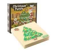 Puzzle de Noël en bois Renne Père Noël - Arbre de Noël Homme de Pan de Puzzle pour - Jouet Créatif pour Filles Garçons 3+ Décoration de Fête