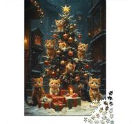Puzzle de Noël en Carton rectangulaire 100% recyclé, Motif Chat Mignon, idéal comme Cadeau de Noël pour Adultes, 1 000 pièces (75 x 50 cm)
