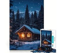 Puzzle de Noël en Forme de cabane en Bois de 1000 pièces pour Adolescents,Jeu de réflexion,découpe Laser pour Un Assemblage Parfait,activité de Groupe relaxante en intérieur (38x52cm)