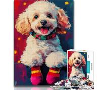 Puzzle de Noël en Forme de Chien en Peluche, 1000 pièces pour Adultes, Difficile à réaliser mais Amusant et Humoristique, avec Une Affiche et Une fiche de Questions-réponses Assorties 38x26cm