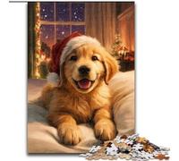 Puzzle de Noël Golden Retriever 1000 pièces pour Adultes, 26x38cm, décoration d'intérieur, pour Noël et Le Nouvel an des Adolescents