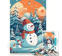 Puzzle de Noël Hivernal avec Bonhomme de Neige, 1000 pièces, Difficile, pour Adultes, améliore la mémoire, détend l'esprit, Bords Nets, Cadeau élégant (50x75cm)