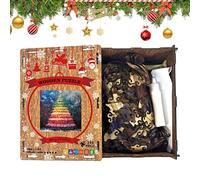 Puzzle de Noël | Jeu en Bois Sapin de Noël - Ensemble de Puzzles familiaux festifs pour familles Amis Maison école fête d'anniversaire éducation et Interaction