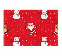 Puzzle de Noël mignon de dessin animé rouge pour adultes - 1000 pièces - Éléphant blanc amusant - Cadeaux de fête - Puzzle difficile - Peinture d'art floral - 75 x 50 cm