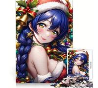 Puzzle de Noël pour Adultes, 1000 pièces, Illustration de Fille Anime, pour l'entraînement de la mémoire, Un Loisir Calme et Une gourmandise de Noël aux découpes impeccables (38x52cm)