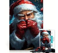 Puzzle de Noël pour Adultes avec Le Père Noël Qui Fait Un clin d'œil,1000 pièces,Jeu de mémoire et de Concentration,Format Compact,sans Espace,idéal pour des Moments de Jeu en Famille (38x52cm)