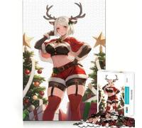 Puzzle de Noël pour Adultes avec Une Fille d'anime,1000 pièces,Puzzle Amusant et précis,découpe Facile,idéal pour Toute la Famille (38x26cm)