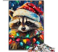 Puzzle de Noël Raton Laveur 1000 pièces pour Adultes et Adolescents, pour Un Moment de détente à la Maison Chaque pièce est Unique - Jeu Familial Stimulant (26x38cm)