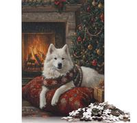 Puzzle de Noël représentant Un Chien Samoyède, décor Festif, Puzzle en Carton, défi Difficile, pour Adultes et Adolescents, Cadeaux d'halloween, 1 000 pièces (75 x 50 cm)