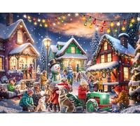 Puzzle de Noël Yuletide Village de Noël 1000 pièces par Vermont Christmas Company - Puzzles de Noël pour adultes et familles - Pièces de forme aléatoire