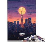 Puzzle de Nuit sur la Ligne d'horizon de Tokyo, Jeux créatifs, Puzzle en Carton de qualité supérieure pour Femmes et Hommes, Cadeau d'anniversaire, 1000 pièces (75 x 50 cm)