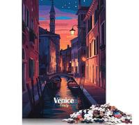 Puzzle de Nuit sur Le Canal de Venise, Casse-tête en Carton de qualité supérieure pour Enfants et Adultes à partir de 12 Ans, Cadeaux de Noël, 1 000 pièces (38 x 26 cm)