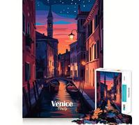 Puzzle de Nuit sur Les canaux de Venise,1000 pièces,Jeu de Concentration mentale,découpe de précision,Bords Lisses,activité captivante pour des soirées tranquilles (38x26cm)