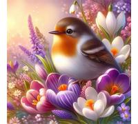 Puzzle de Oiseaux moineaux des Fleurs pour Adultes,35 pièces,12x12 cm Puzzle de Bricolage Artistique pour Décoration de la Maison, Jeu éducatif Challenge Toy Puzzles pour Adultes