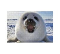 Puzzle de Papier Peint en Bois de 300 pièces représentant des phoques Harpe, idéal pour Adultes et Personnes âgées.