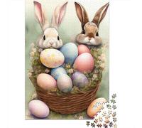 Puzzle de Pâques Lapin Mignon pour Adultes 1000 Pièces - Grand Puzzle à Refaire Soi-même - Jeu Éducatif et Amusant pour Toute la Famille - Décoration Unique - 38 x 26 cm / 1000 Pièces