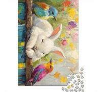 Puzzle de Pâques Lapin Mignon pour Adultes 1000 Pièces - Grand Puzzle à Refaire Soi-même - Jeu Éducatif et Amusant pour Toute la Famille - Décoration Unique - 38 x 26 cm / 1000 Pièces
