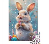 Puzzle de Pâques Lapin Mignon pour Adultes 1000 Pièces - Grand Puzzle à Refaire Soi-même - Jeu Éducatif et Amusant pour Toute la Famille - Décoration Unique - 38 x 26 cm / 1000 Pièces