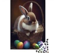 Puzzle de Pâques Lapin Mignon pour Adultes 1000 Pièces - Grand Puzzle à Refaire Soi-même - Jeu Éducatif et Amusant pour Toute la Famille - Décoration Unique - 38 x 26 cm / 1000 Pièces