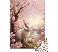Puzzle de Pâques Lapin Mignon pour Adultes 1000 Pièces - Grand Puzzle à Refaire Soi-même - Jeu Éducatif et Amusant pour Toute la Famille - Décoration Unique - 38 x 26 cm / 1000 Pièces