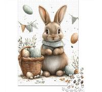 Puzzle de Pâques Lapin Mignon pour Adultes 1000 Pièces - Grand Puzzle à Refaire Soi-même - Jeu Éducatif et Amusant pour Toute la Famille - Décoration Unique - 38 x 26 cm / 1000 Pièces