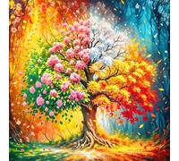 Puzzle de Paysage d'arbres des Quatre Saisons pour Adultes,1000 pièces,65x65 cm Puzzle de Bricolage Artistique pour Décoration de la Maison, Jeu éducatif Challenge Toy Puzzles pour Adultes