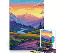 Puzzle de Paysage de Coucher de Soleil en Montagne pour Adolescents, 1000 pièces, renforce la mémoire, soulage la Tension, Bords Lisses, Surprise de Noël (38x26cm)
