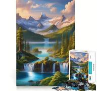 Puzzle de Paysage de Montagne et de Cascade pour Adultes, 1000 pièces, Jeu de Concentration et de détente, Bords serrés, Cadeau du Père Noël (38x26cm)