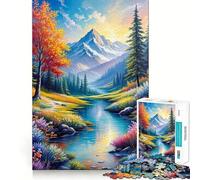 Puzzle de Paysage de Montagne et de rivière pour Adultes, 1000 pièces, Jeu de réflexion, Plaisir Lent, Design à Assembler, Joli Cadeau (38x26cm)
