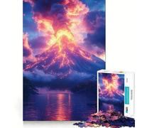 Puzzle de Paysage d'éruption volcanique 1000 pièces à reconstituer Jeu Amusant et sans bavures Pièces nettes et découpées Jeu Portable et idéal pour Les Voyages (38x52cm)