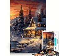 Puzzle de Paysage d'hiver pour Adultes,1000 pièces,Jeu Stimulant la réflexion,Structure à emboîtement précise,Facile à Apprendre,Plaisir en Famille (38x26cm)
