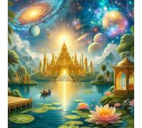 Puzzle de Paysage du château d'or pour Adultes,1000 pièces,65x65 cm Puzzle de Bricolage Artistique pour Décoration de la Maison, Jeu éducatif Challenge Toy Puzzles pour Adultes