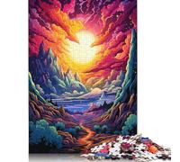 Puzzle de Paysage Fantastique coloré, Jeu de Bricolage, Puzzle rectangulaire en Papier pour Cadeau d'anniversaire pour garçon ou Fille, 1000 pièces (38 x 26 cm)